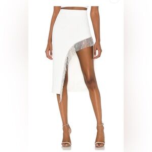 NBD Robb white fringe dress